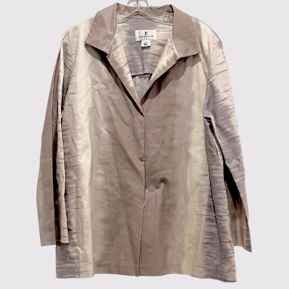 Emmelle Design Snap Front Abstract Cotton Linen Blazer Sz M